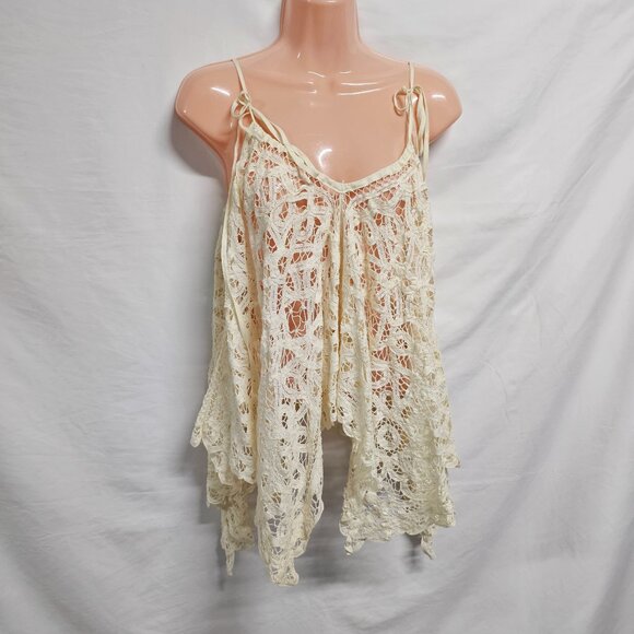 Free People Boho Ivory Battenberg Lace Convertible Halter Top Women Size XS/S - Picture 13 of 13